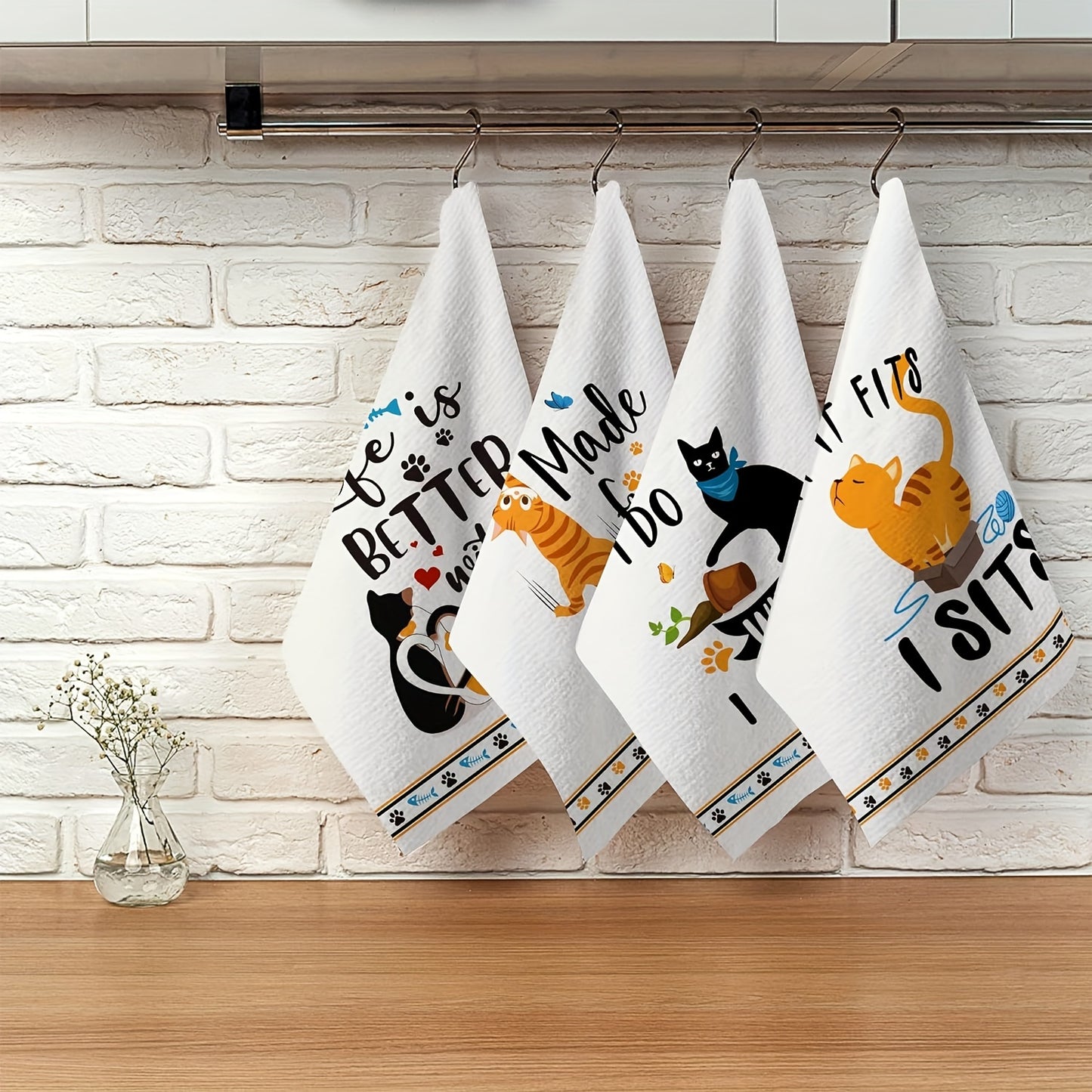 Funny Cat Dish Towels