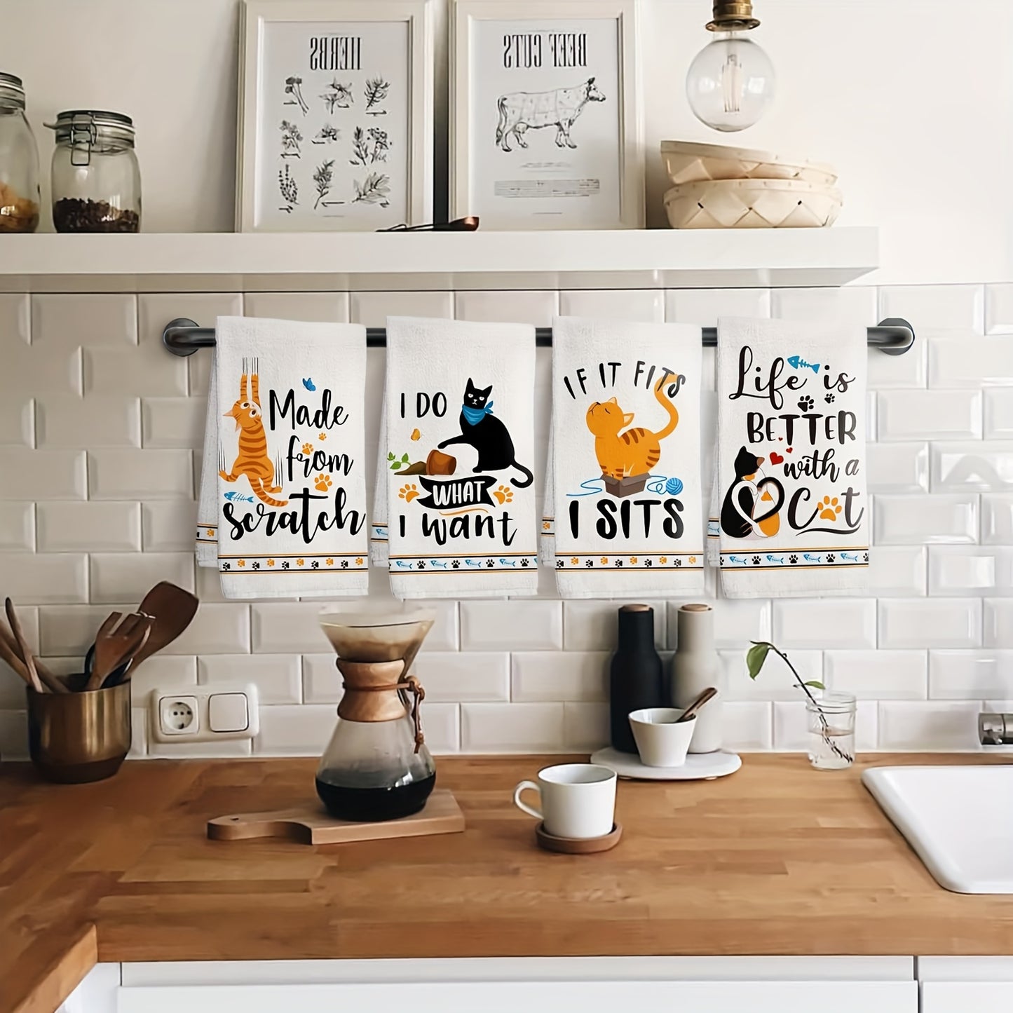 Funny Cat Dish Towels