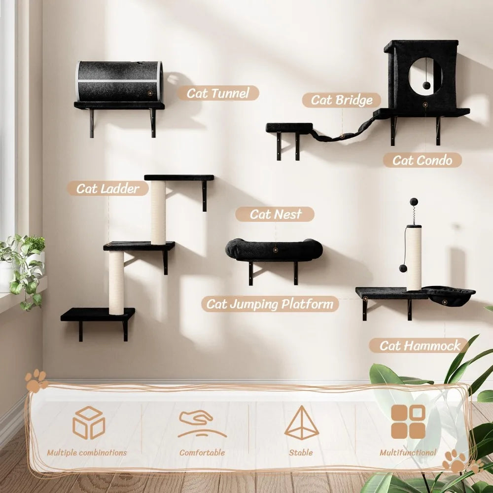 7-in-1 Wall Mounted Cat Climber Set