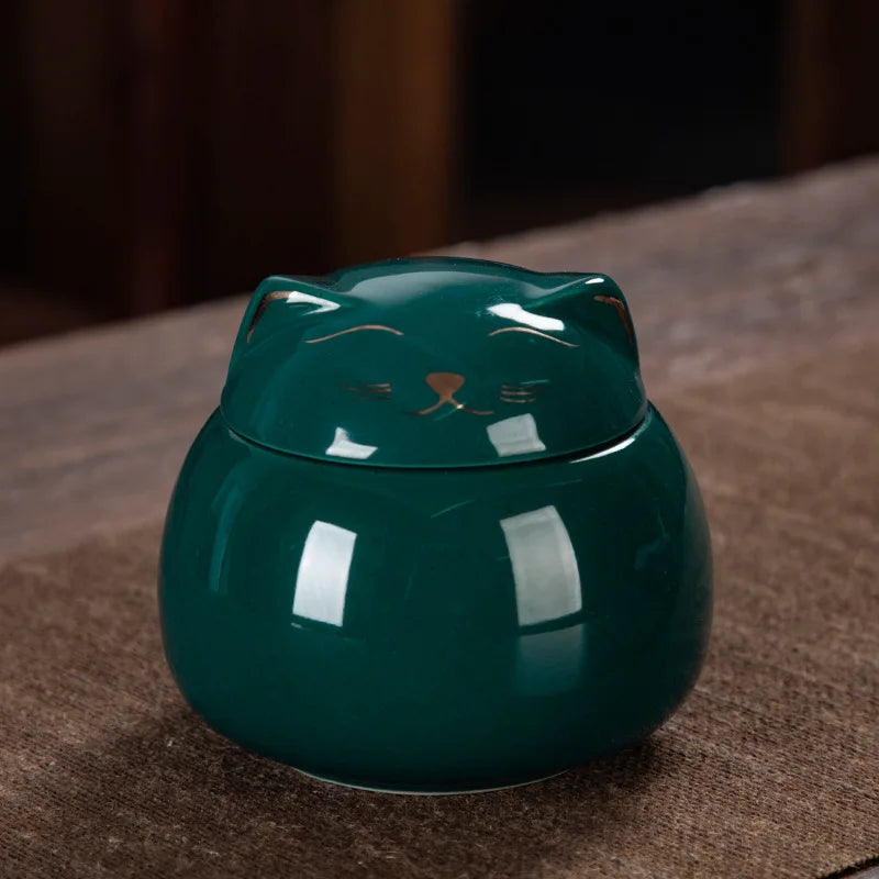 White and Black Ceramic Pet or Human Urn, Animal Shaped