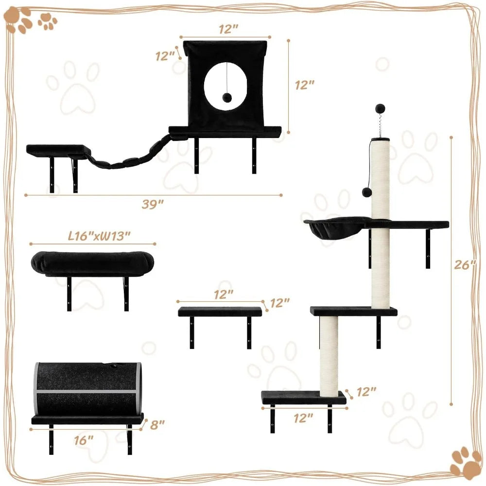 7-in-1 Wall Mounted Cat Climber Set