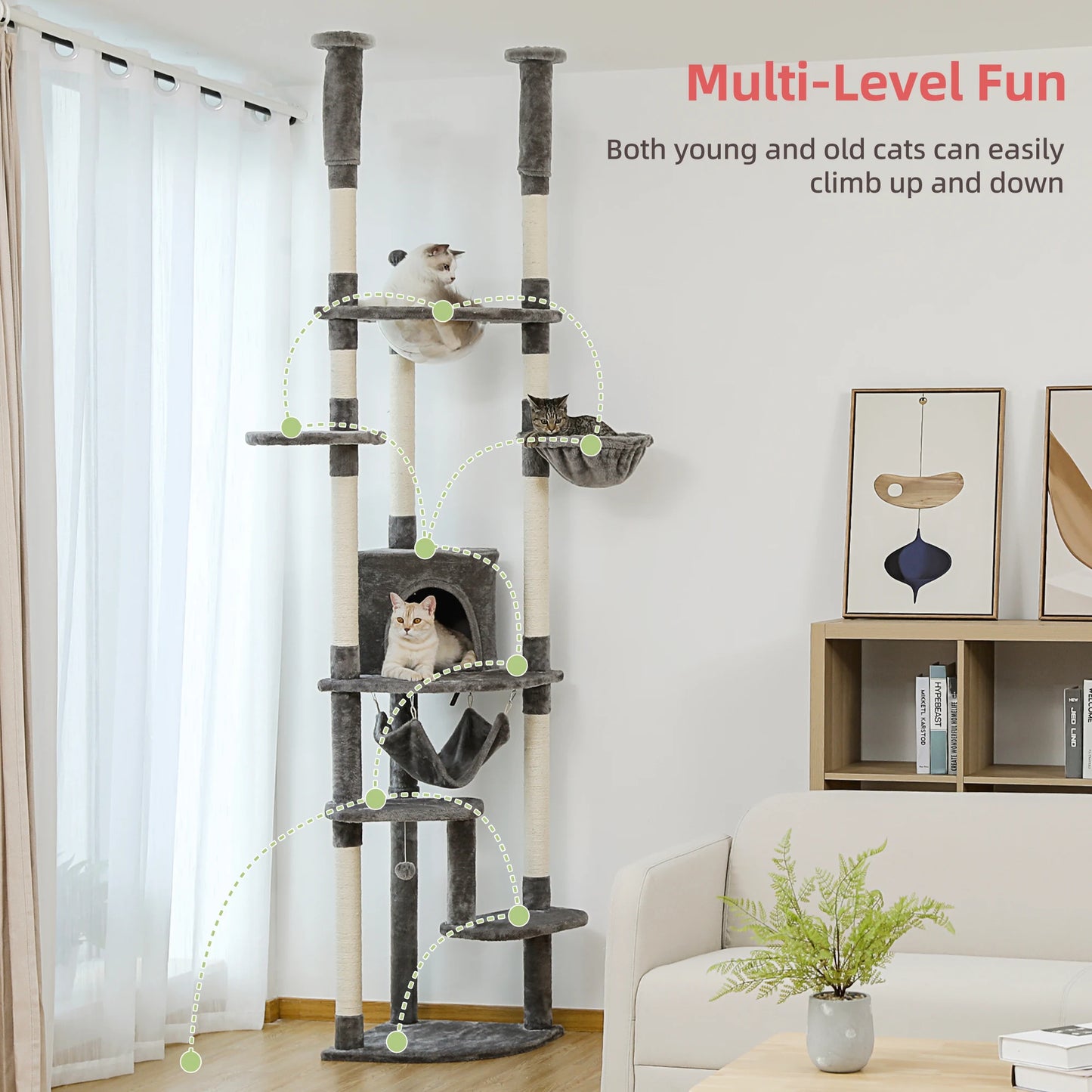 Floor to Ceiling Cat Tree Adjustable