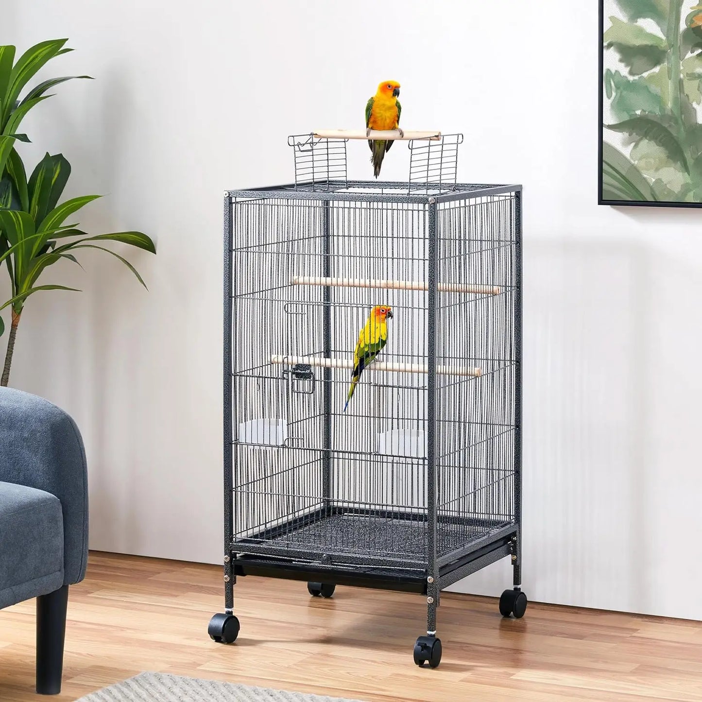 40 Inch Rolling Stand for Parakeets Cockatiels Budgies Parrots