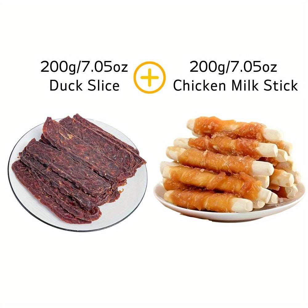 Mixed Flavor Series: Duck Slice, Chicken Milk Stick, Duck Milk Stick, Chicken Jerky, Dog Chews