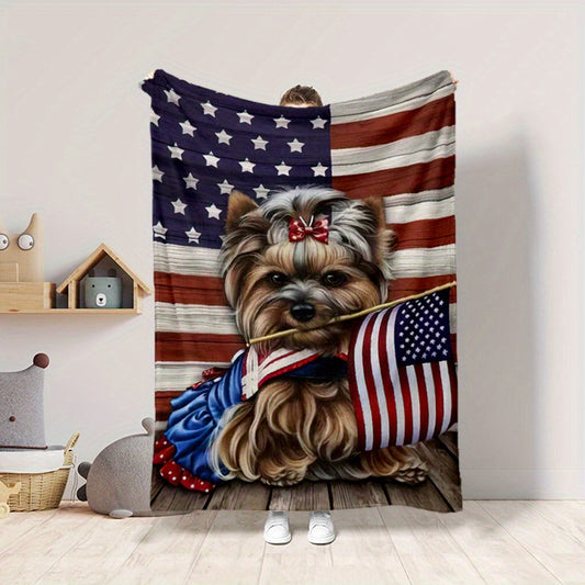 Soft & Cozy American Flag Dog Blanket