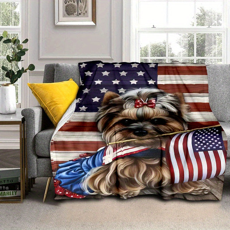 Soft & Cozy American Flag Dog Blanket