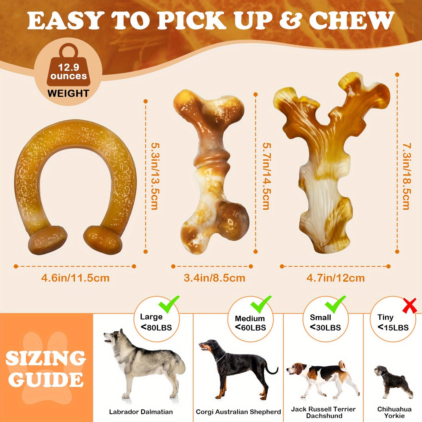 3pcs Dog Toys, Dog Chew Toys For Aggressive Chewers