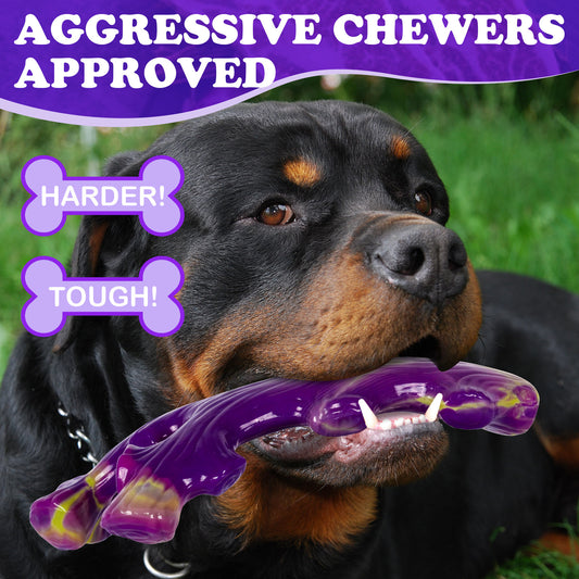 3pcs 3-Pack Durable Nylon Chew Toys for Large Breed Dogs: Branch & Bone Shaped, Purple