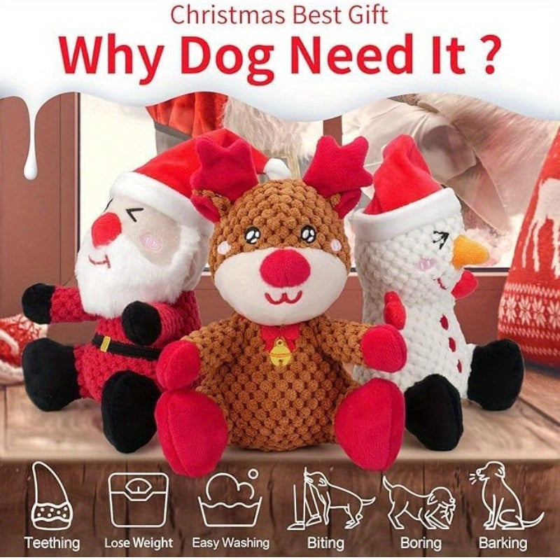 Christmas Plush Dog Squeaky Toys for Large Breed Tough