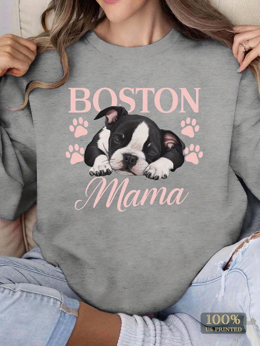 Sleeping Boston Terrier puppy women's sweatshirts