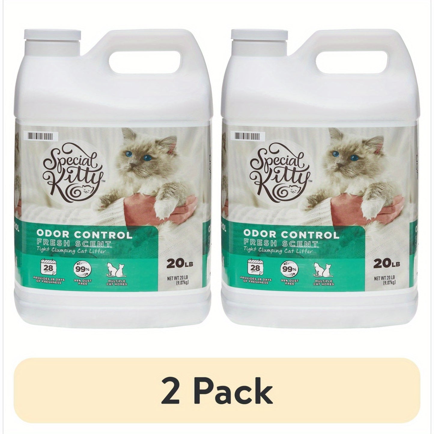 2 pack)Scoopable Tight Clumping Cat Litter, Fresh Scent, 20 lb