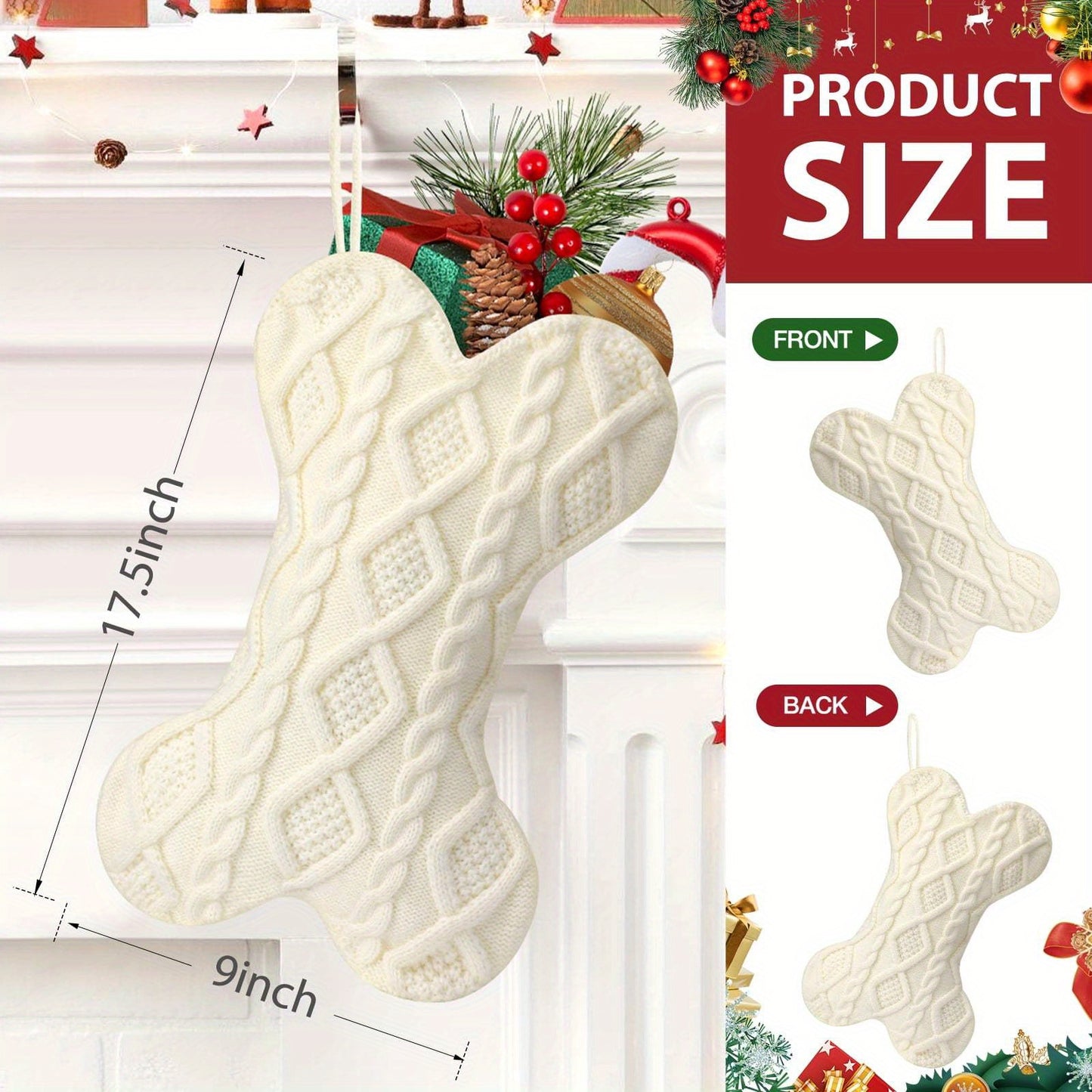 Bone Shape Stocking Christmas