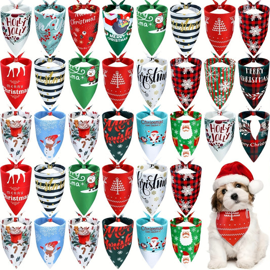 20pcs Festive Christmas Dog Bandanas for Small to Medium Dogs and Cats