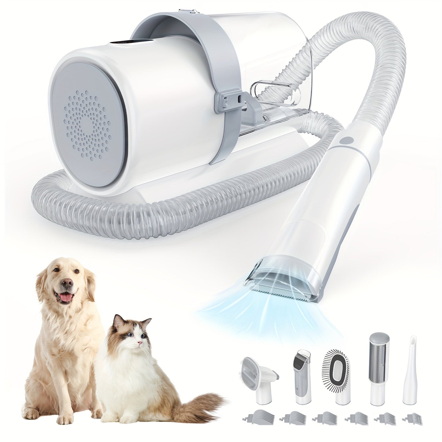 Pet Grooming Vacuum Kit 5-in-1 with 6 Guide Combs