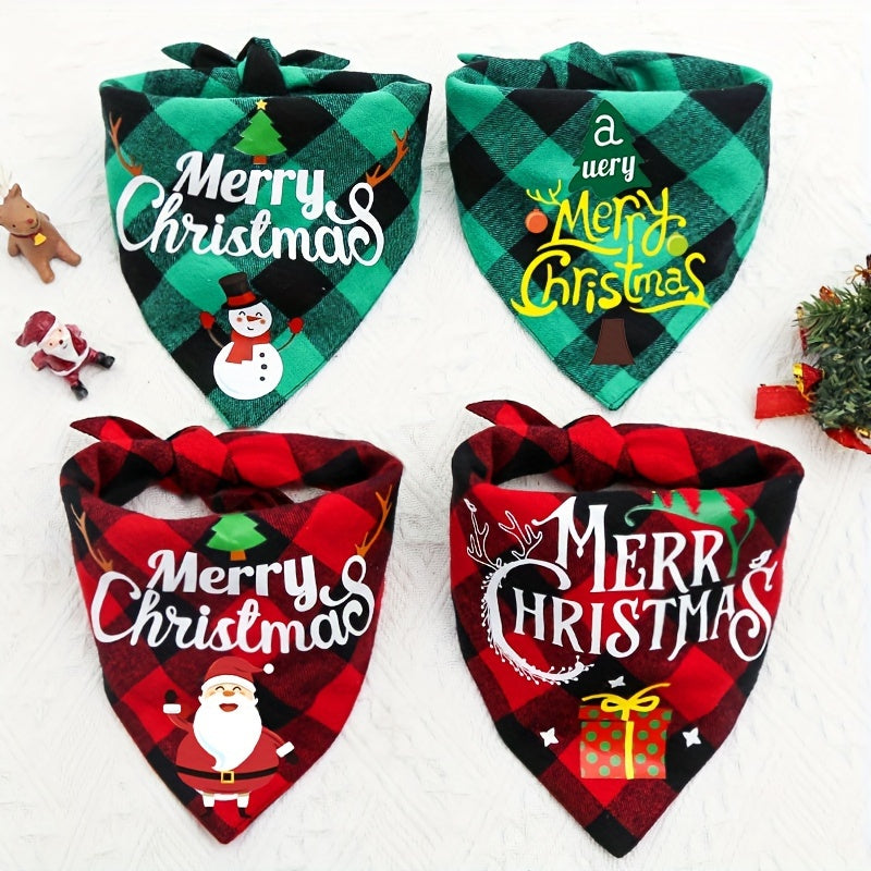 4 Pack Merry Christmas Dog Bandanas