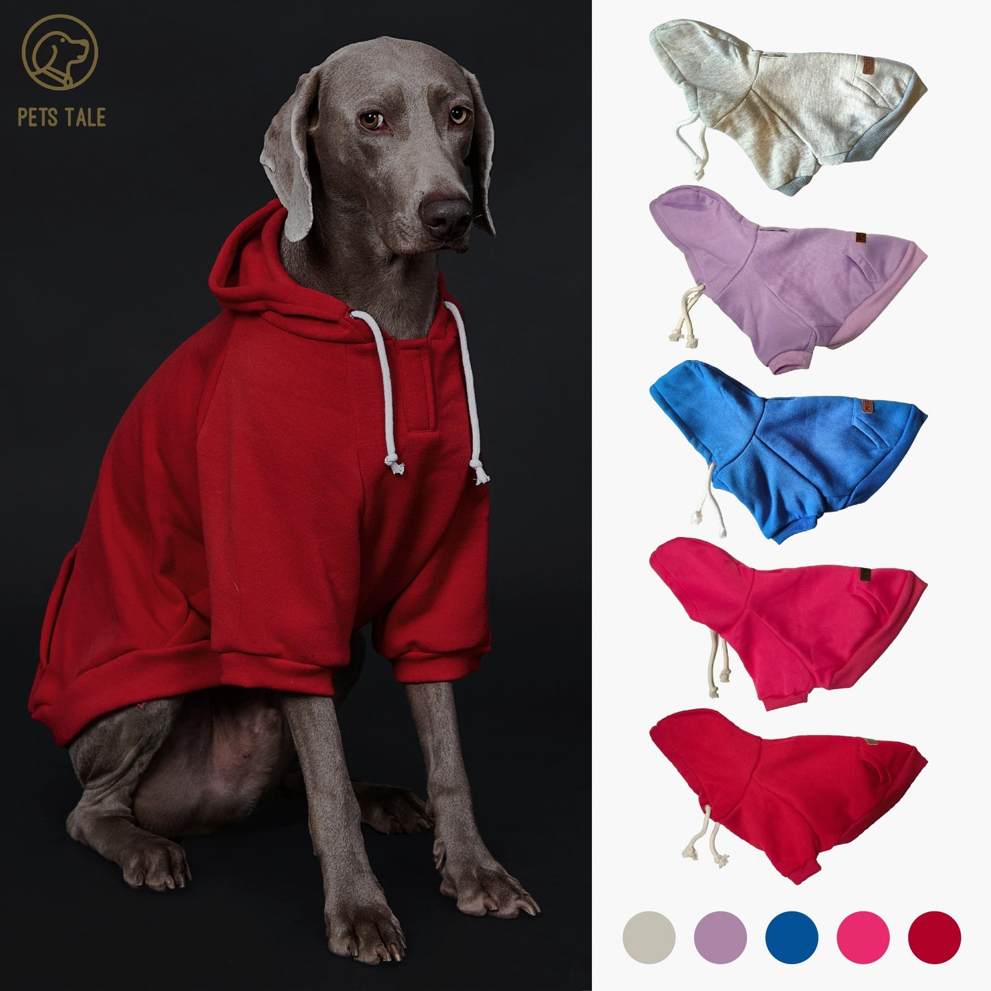 Cozy Fleece Dog Hoodie for All Breeds, Machine Washable, Multiple Colors