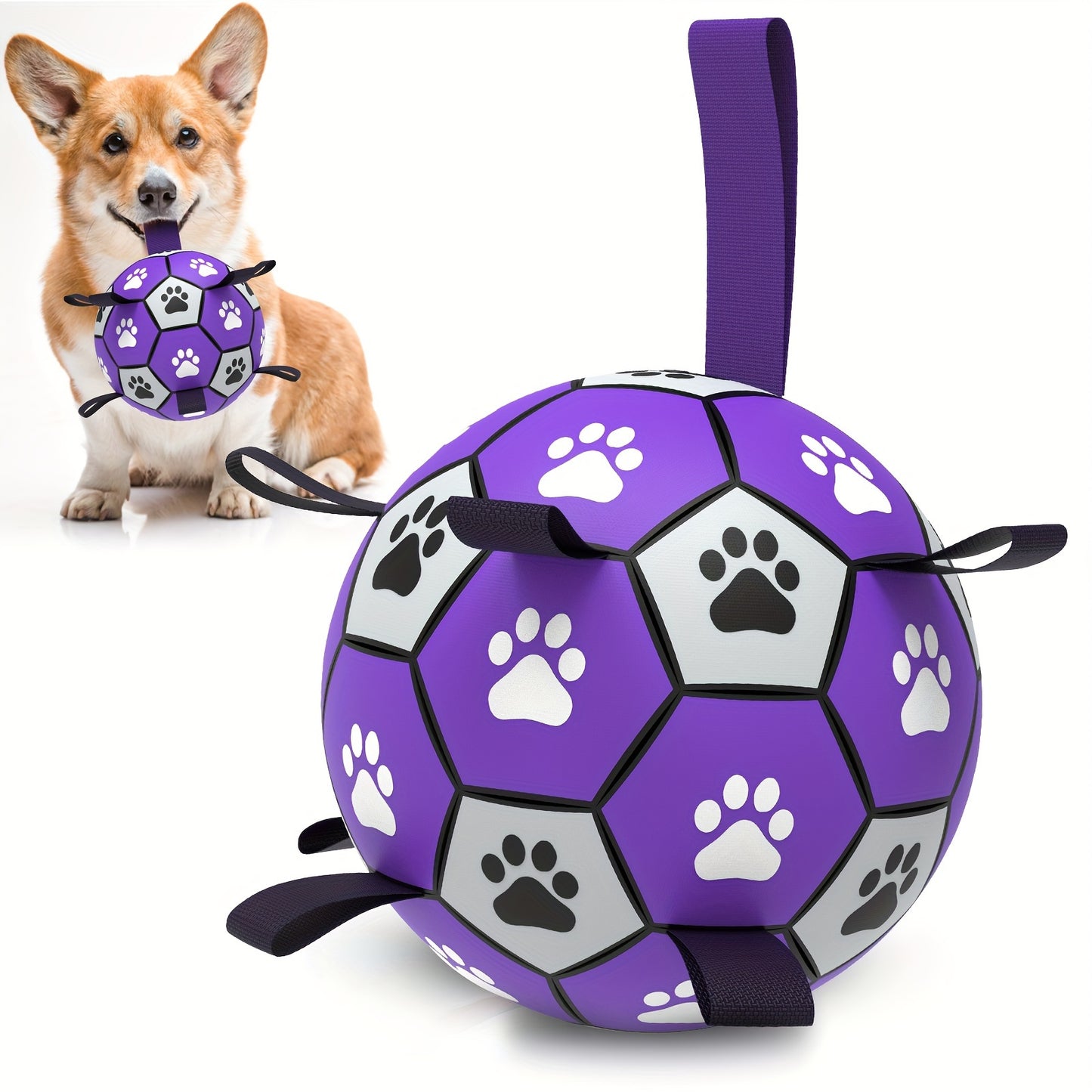 Interactive Dog Soccer Ball Toy with Straps