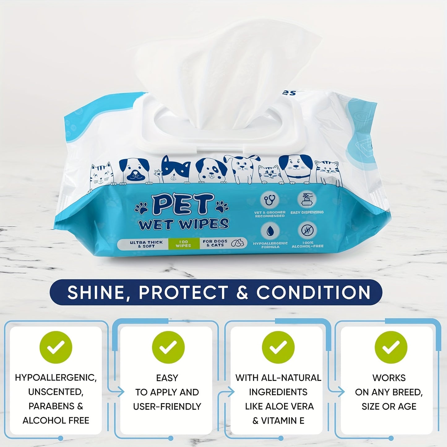 400Pcs Ears, Face, and Skin, Ideal Pet Wipes for Dogs & Cats