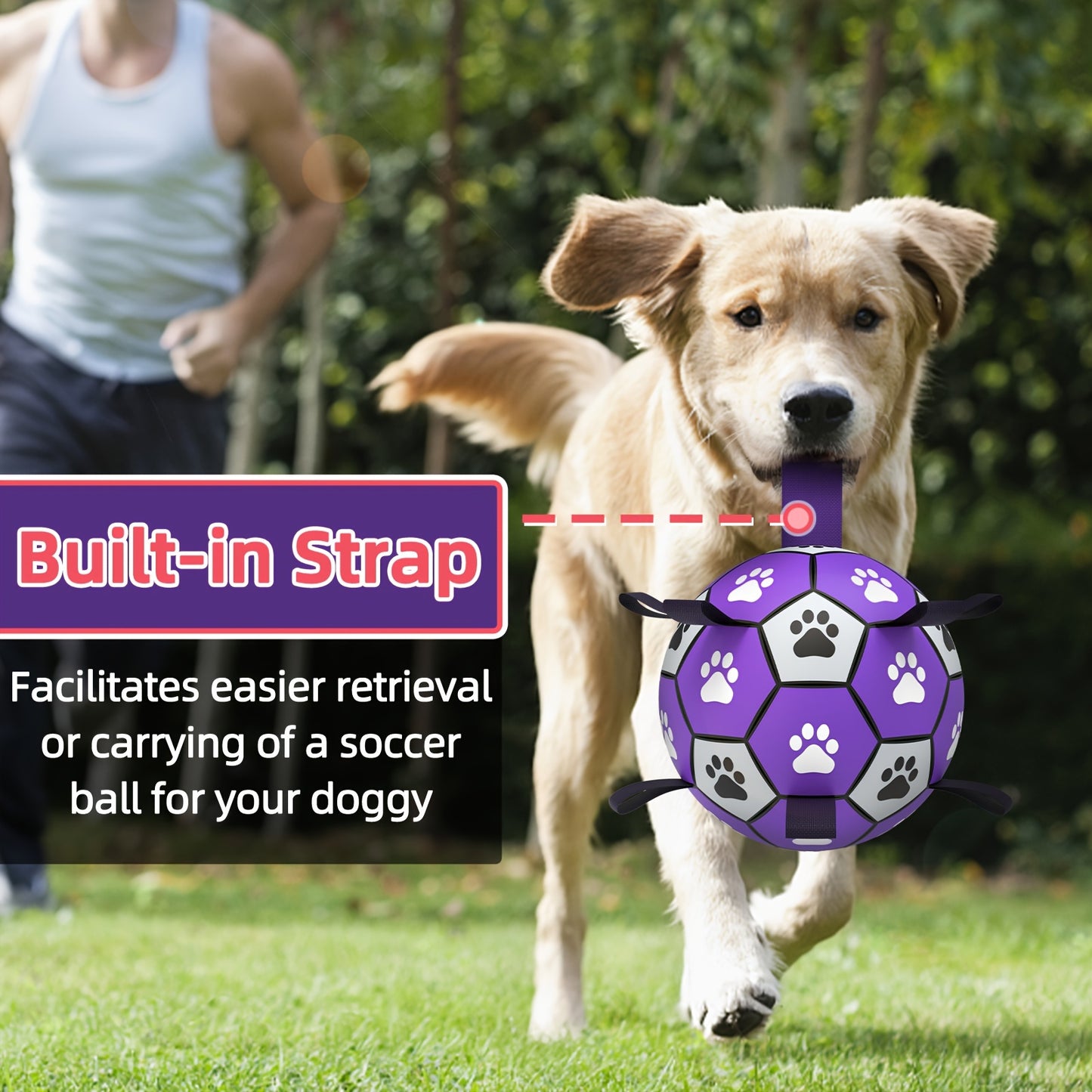 Interactive Dog Soccer Ball Toy with Straps