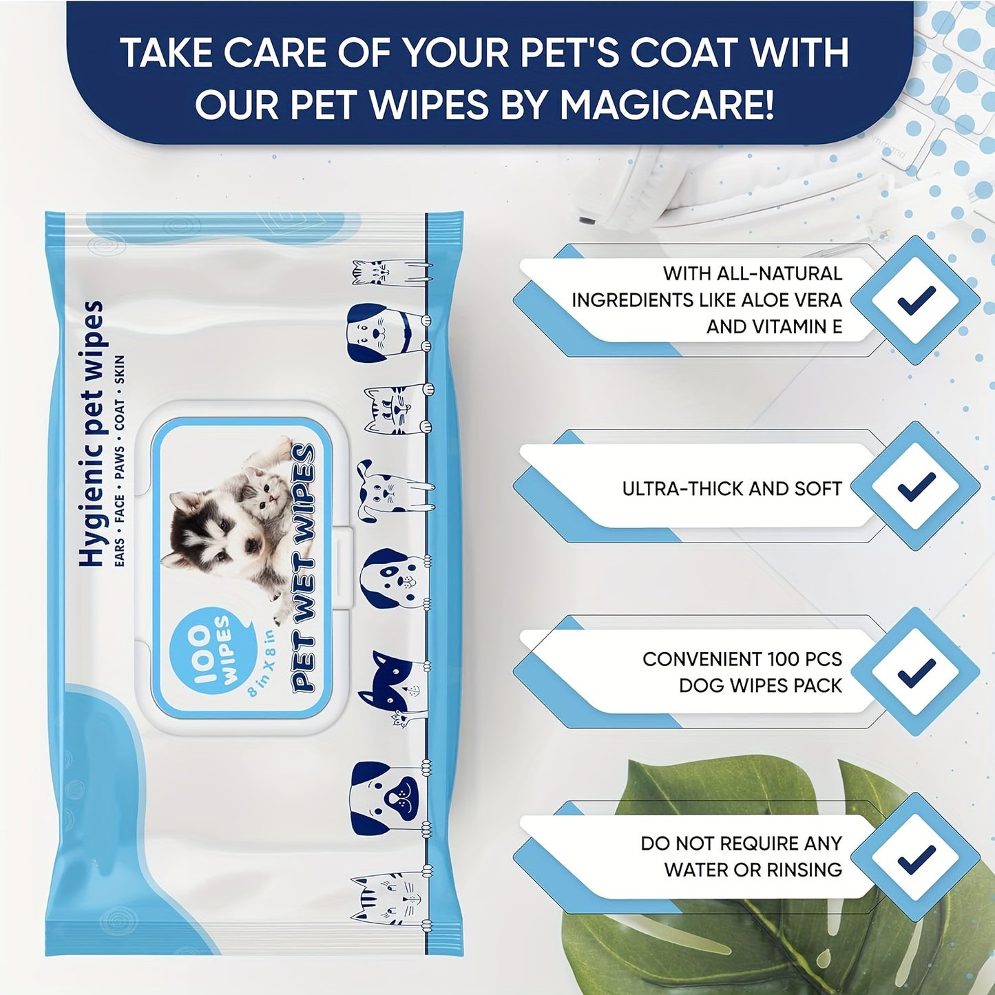 400Pcs Ears, Face, and Skin, Ideal Pet Wipes for Dogs & Cats