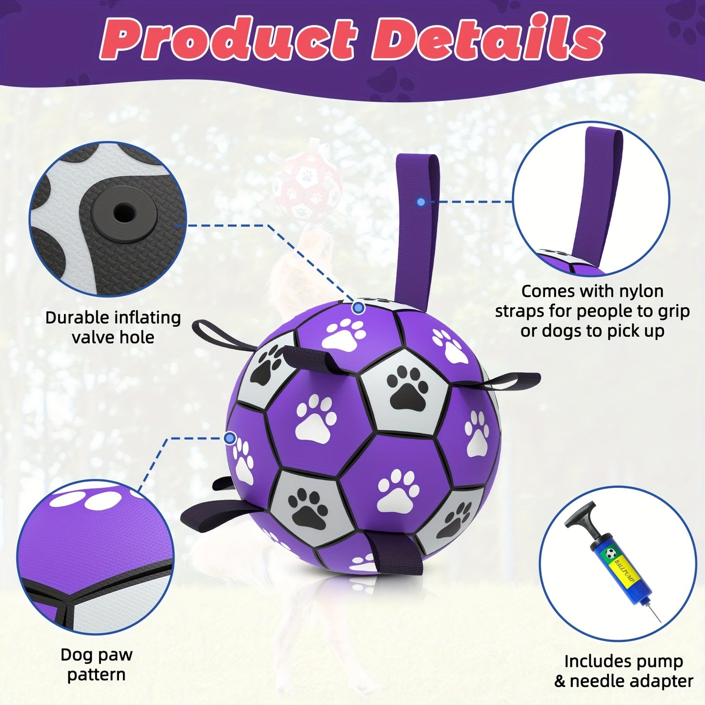 Interactive Dog Soccer Ball Toy with Straps