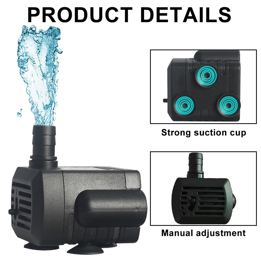 USB DC 5V Submersible Water Fountain Pump Filter Fish Pond