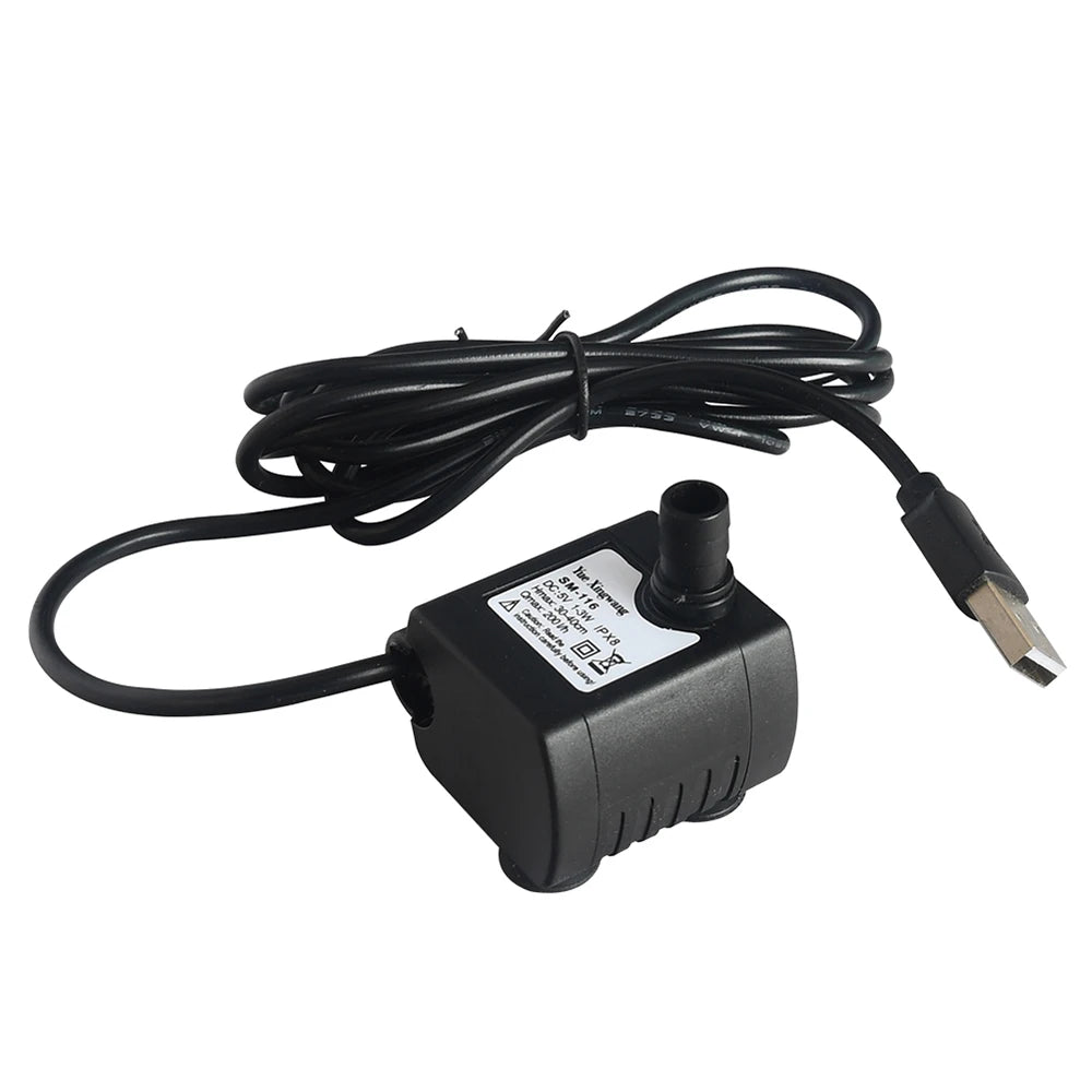 USB DC 5V Submersible Water Fountain Pump Filter Fish Pond