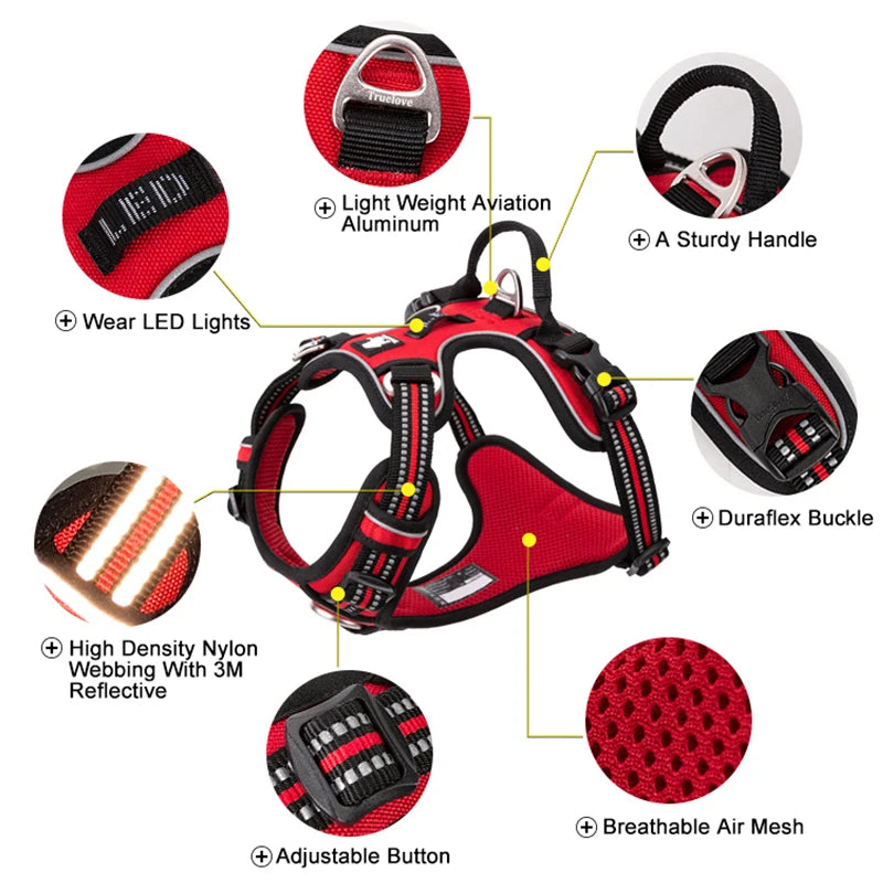 Pet Reflective Nylon Dog Harness No Pull Adjustable Medium/Large