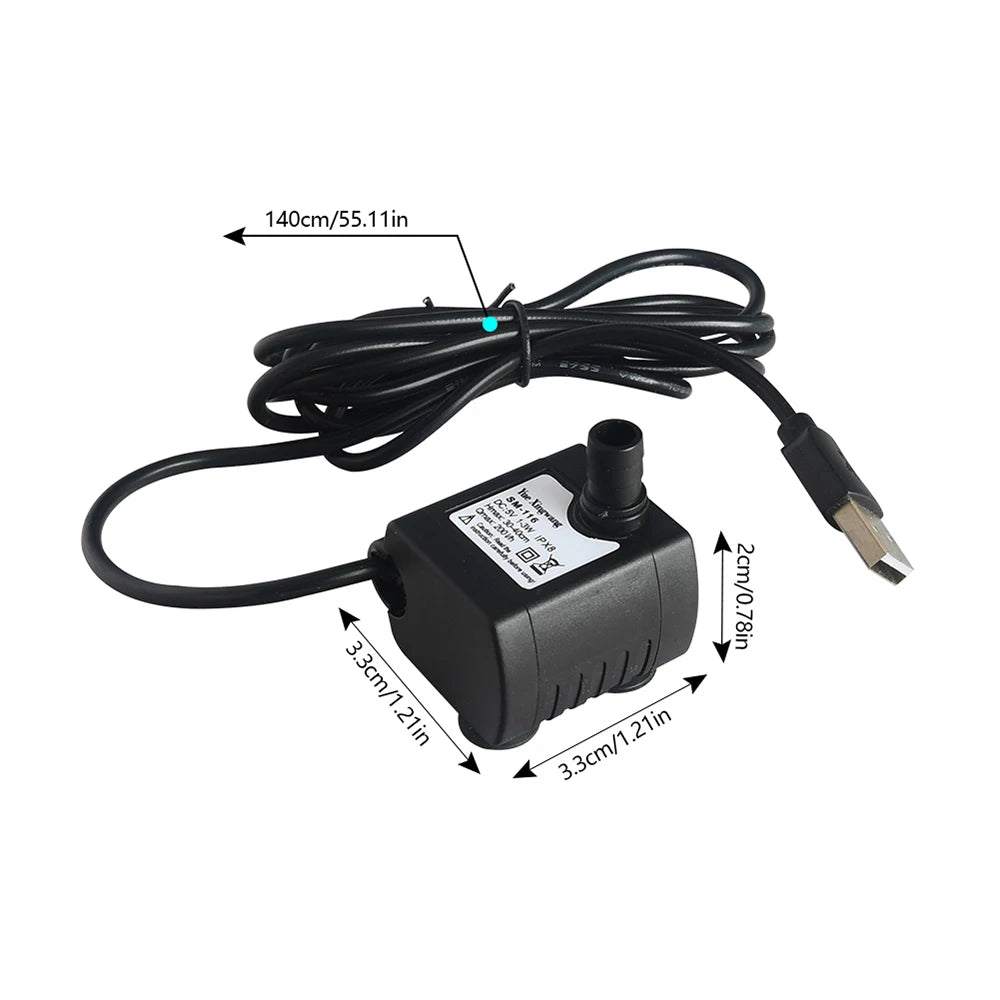 USB DC 5V Submersible Water Fountain Pump Filter Fish Pond