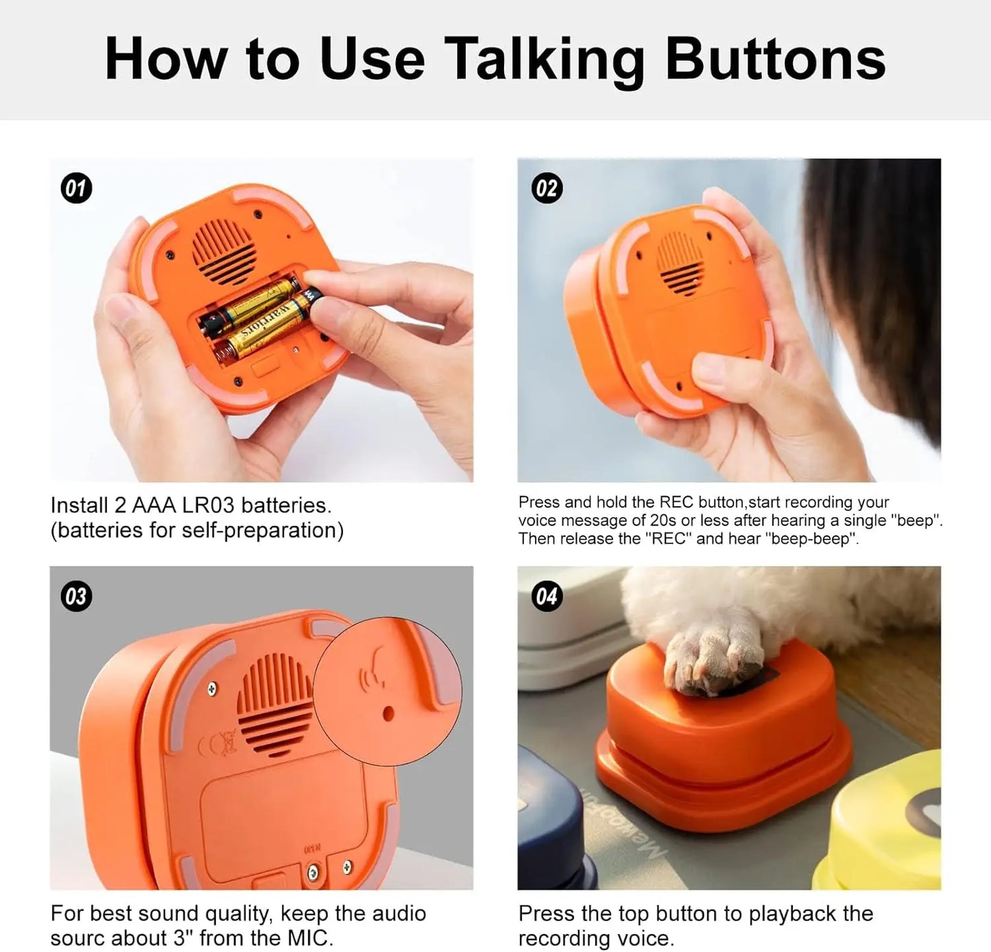 Button Recording  Vocal Pet Communication Interactive Toy