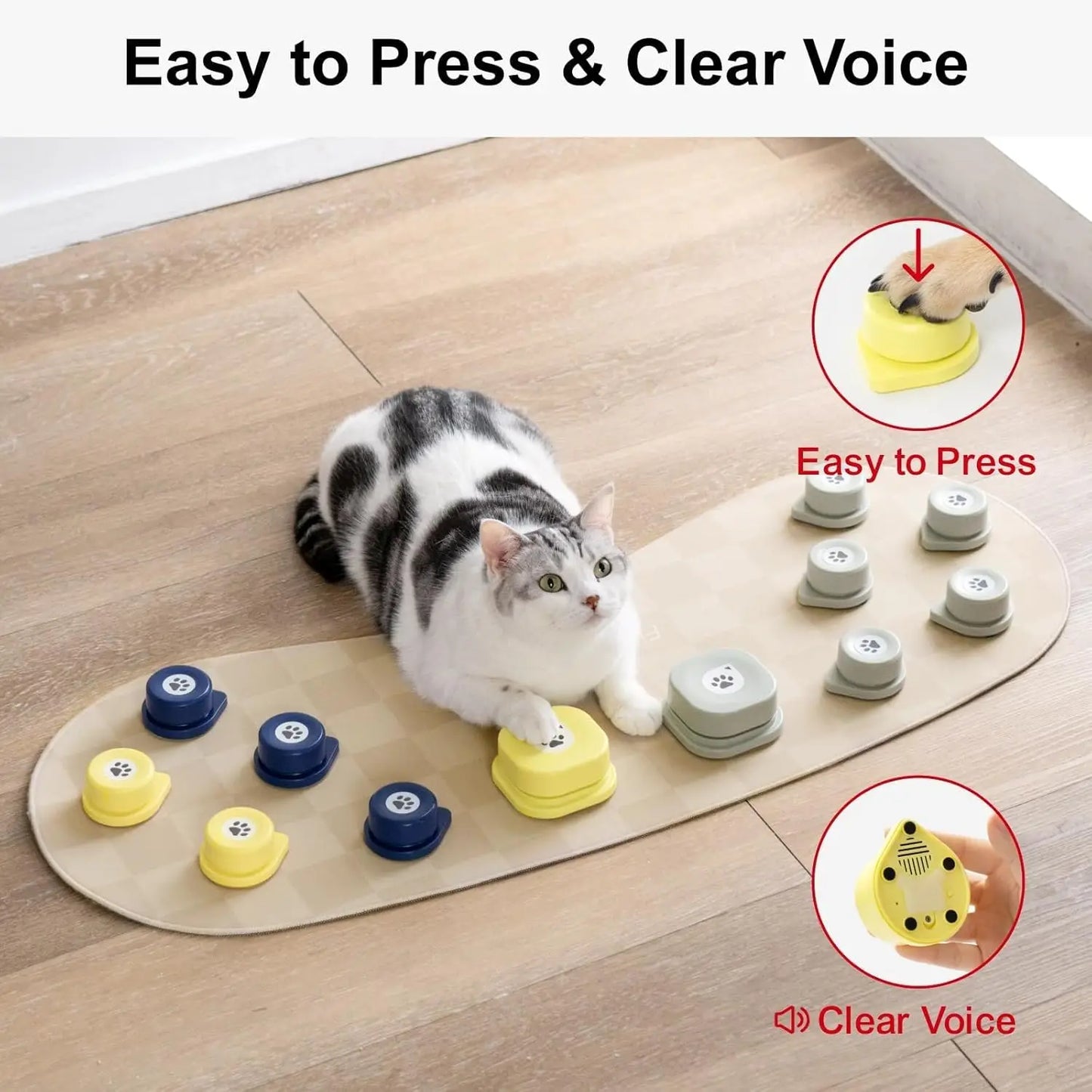 Dog Talking Button Set with Mat  Basic Get Started Kit Rechargeable 12 Packs