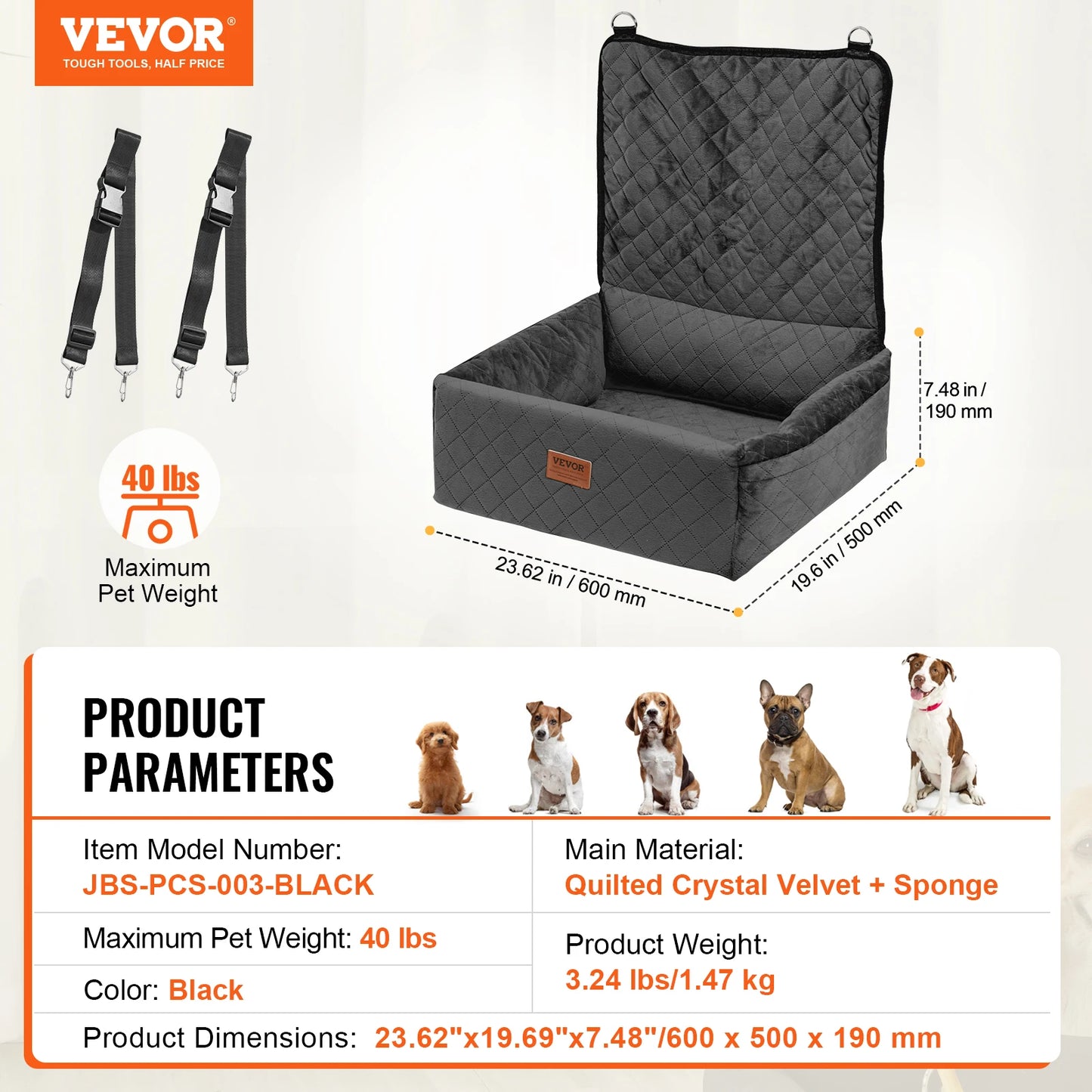 Dog Car Seat Waterproof Dog Booster Seat