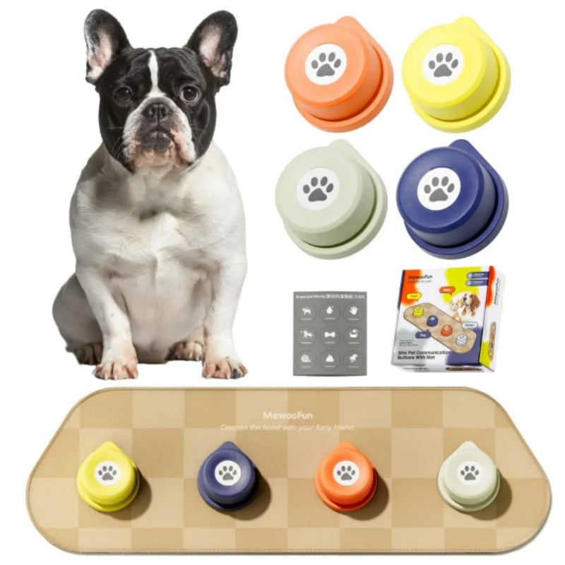 Dog Talking Button Set with Mat  Basic Get Started Kit Rechargeable 12 Packs