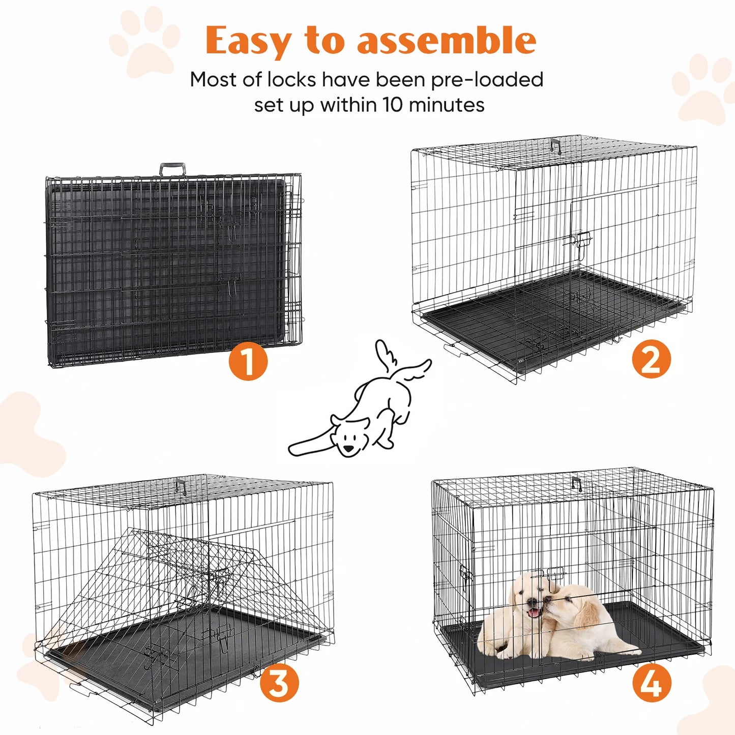 48 Inch Double Door Folding Metal Wire Dog Kennel
