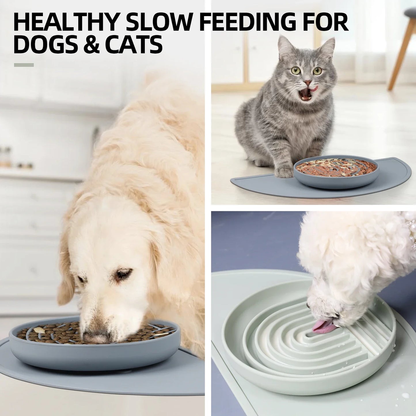 Dog Cat Pet Slow Food Bowl, Anti-Slip