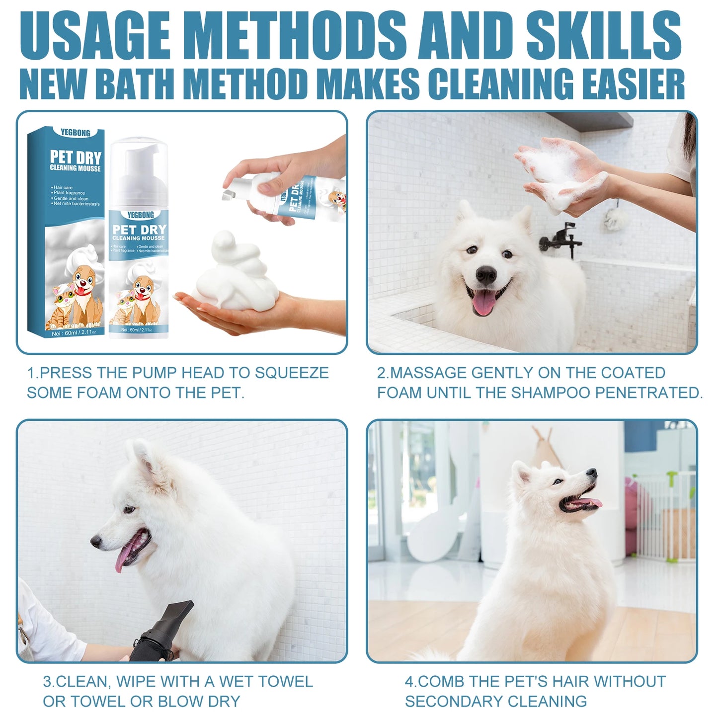Pet Dry Cleaning  Shampoo Waterless