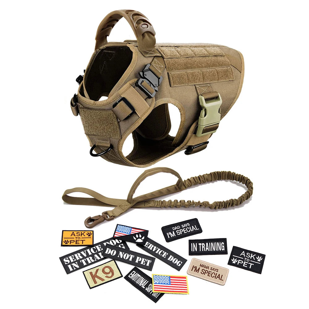 Military Dog Harness Collar Leash