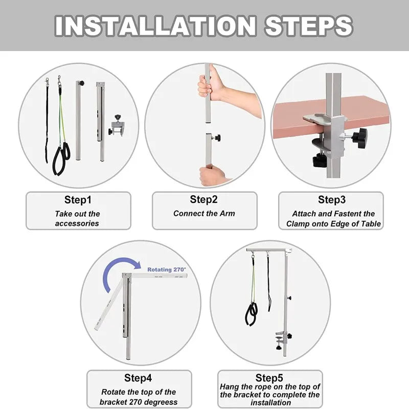 Pet Dog Grooming Arm Pet Dog Grooming Table Bracket Arm with Restraint Rope