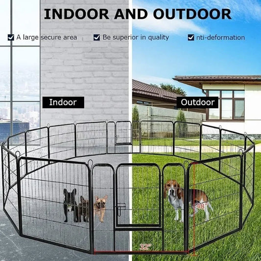 Dog Playpen,40 inch Height, 16 Panels Metal with Doors