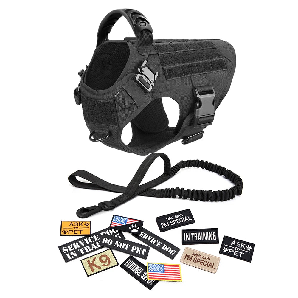 Military Dog Harness Collar Leash