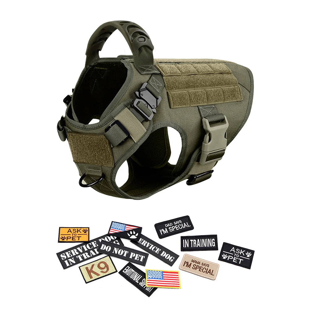 Military Dog Harness Collar Leash