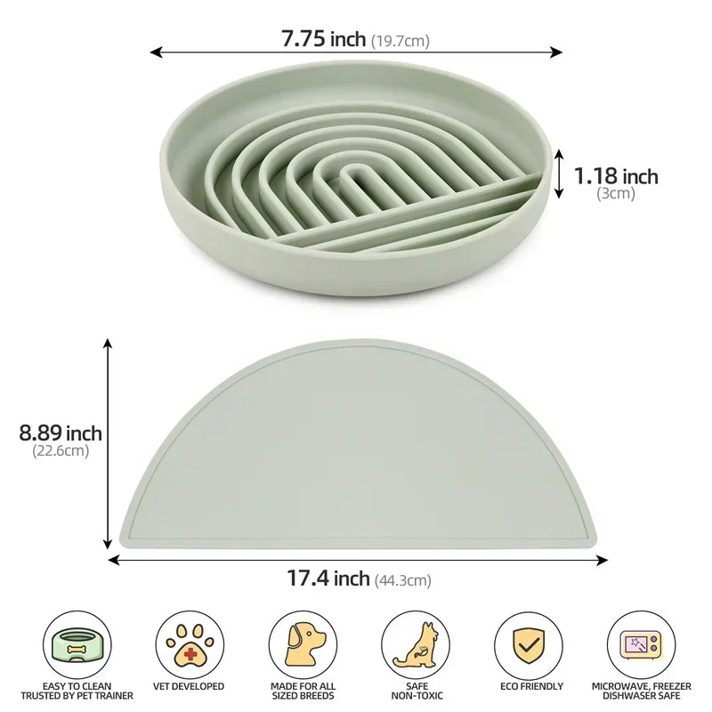 Dog Cat Pet Slow Food Bowl, Anti-Slip