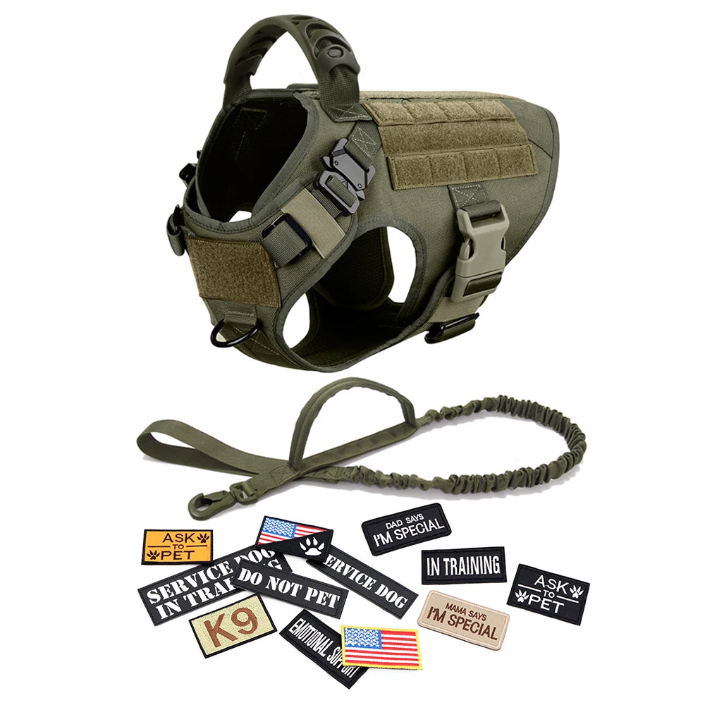 Military Dog Harness Collar Leash