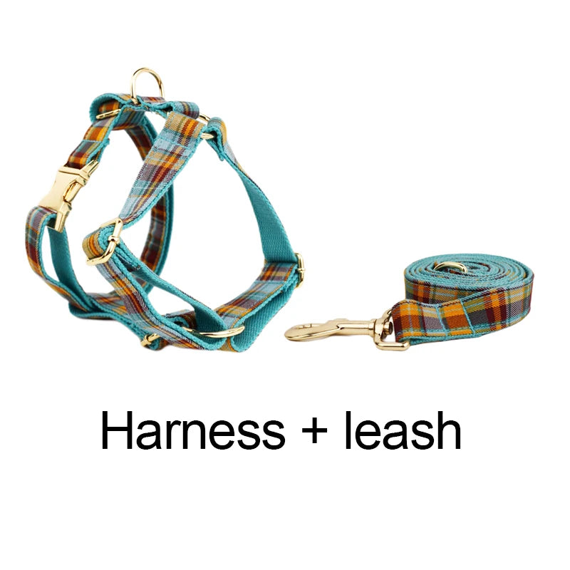Dog Collar Leashes Harness Bow Set