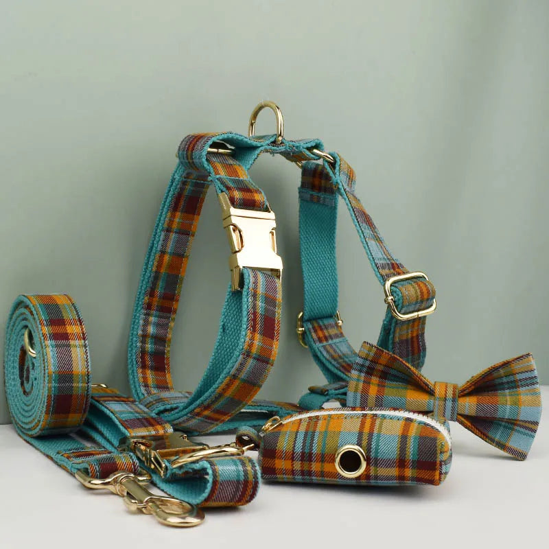 Dog Collar Leashes Harness Bow Set