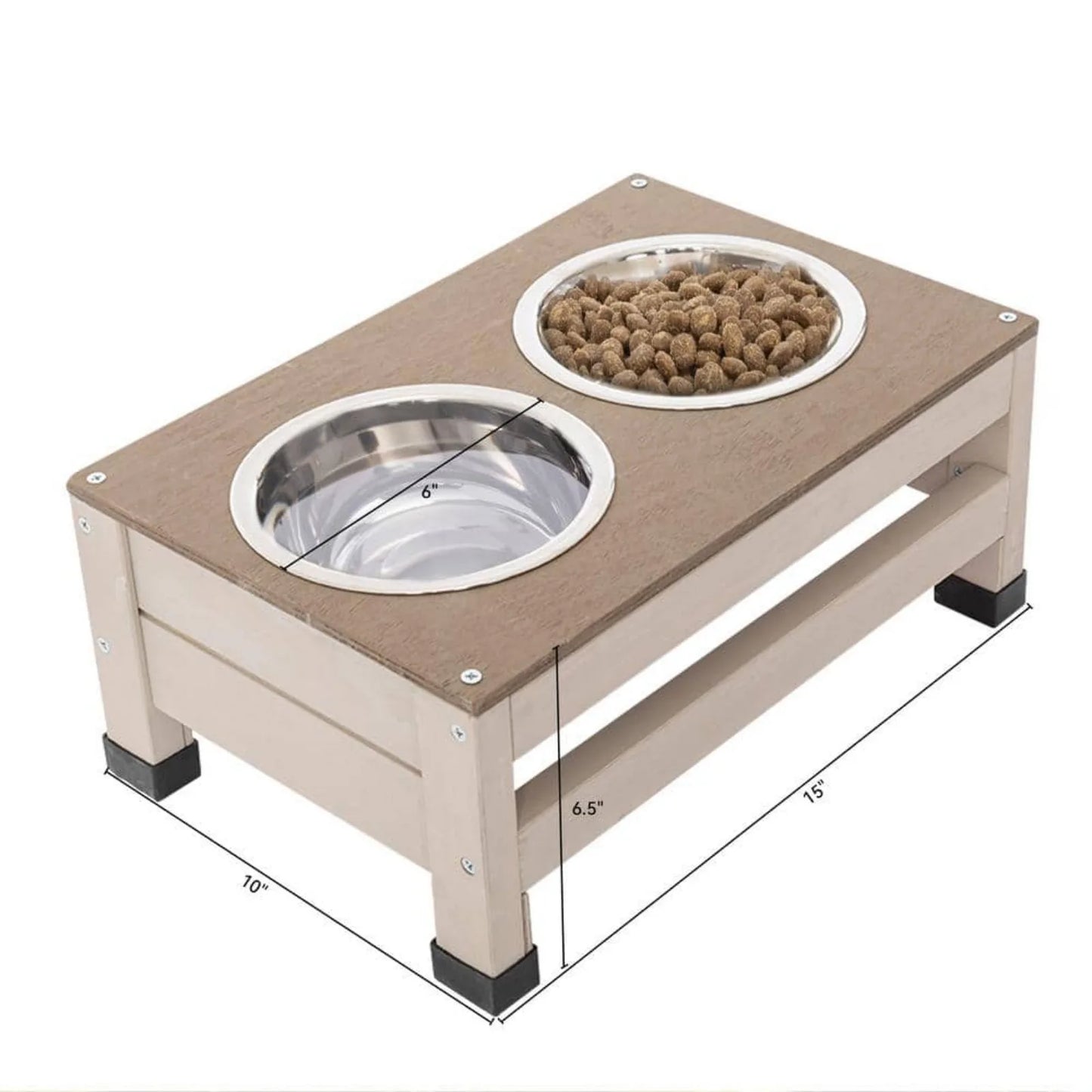 Outdoor Wood Dog House for Small to Medium Dogs, Storage Box Elevated Feeding Station