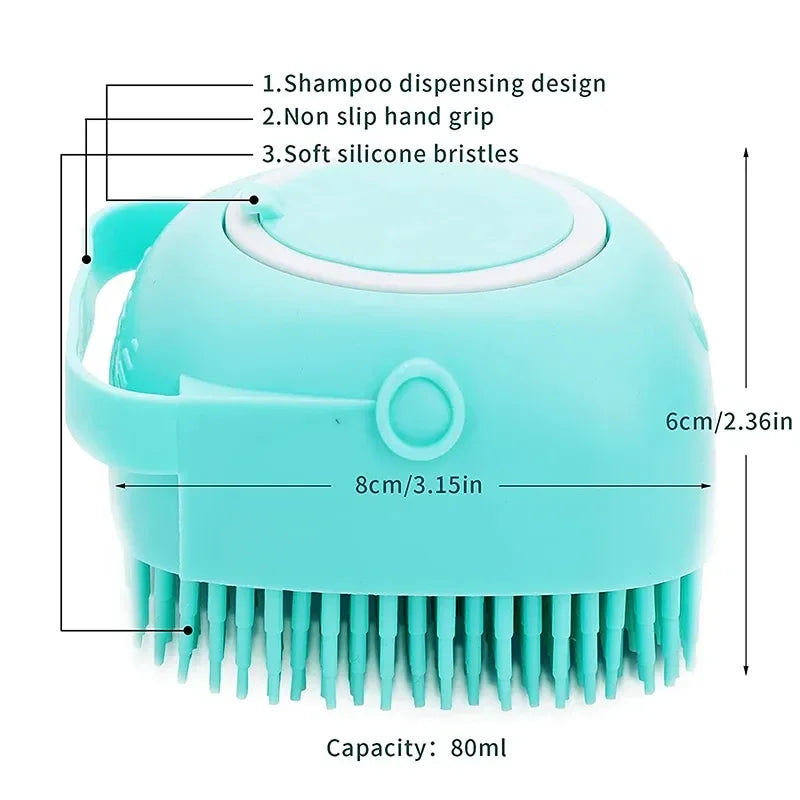 Silicone Bristle Pet Bath Brush Shampoo Dispenser