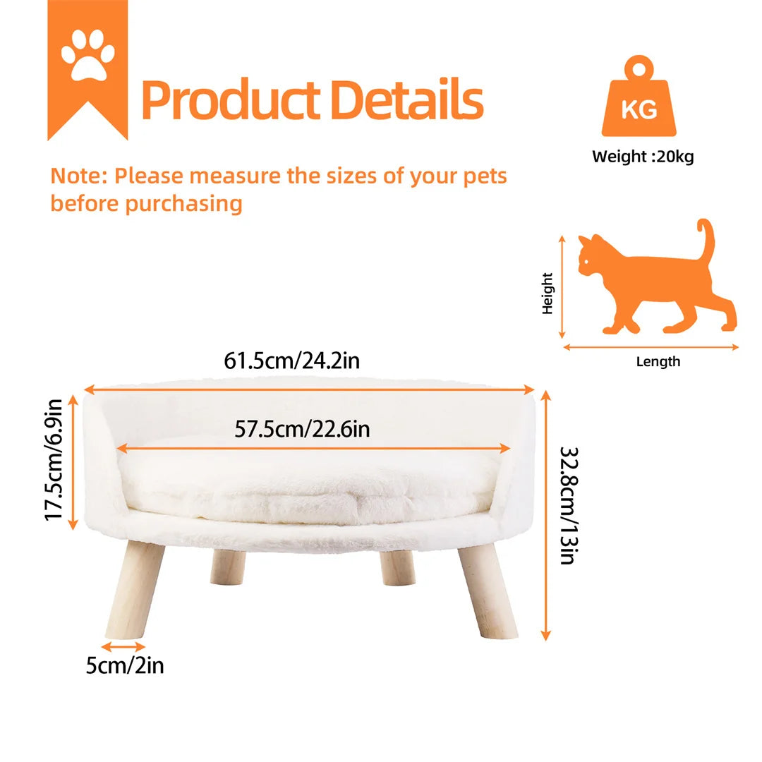 Luxury Cat/Dog Chair Bed Stool Wood Legs