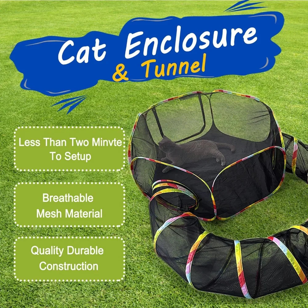 Portable Cat Tent and Tunnel for Outside