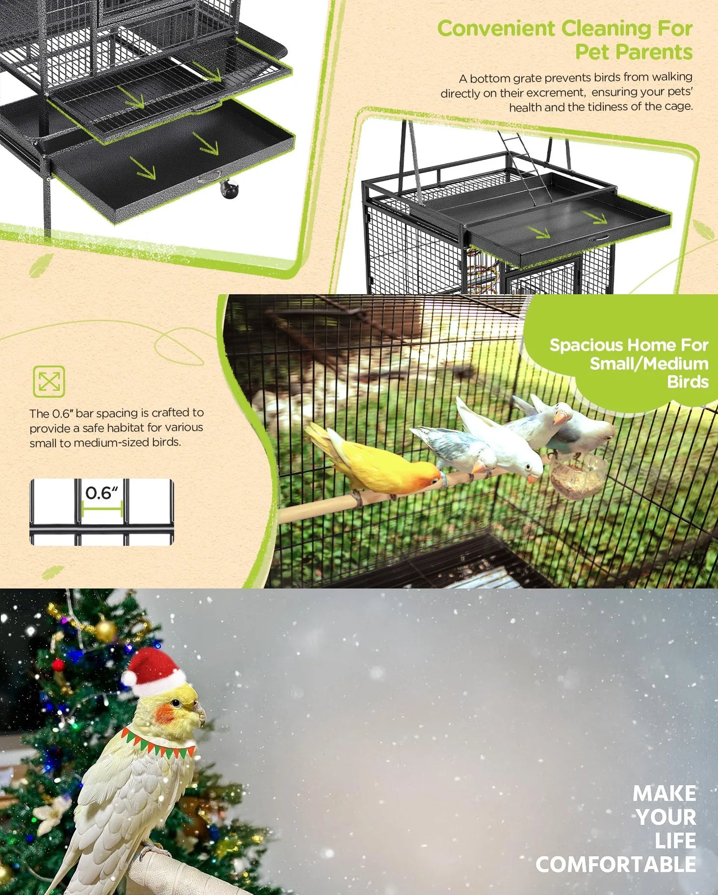 69" Play Top Bird Cage with Rolling Stand